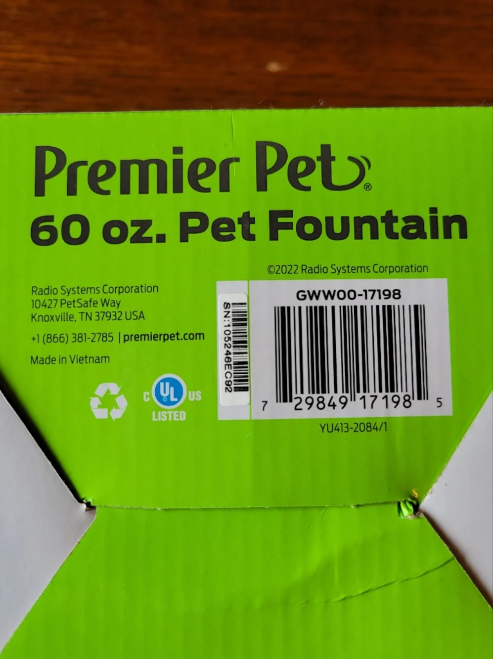 Premier Pet 60 oz. Pet Fountain, White